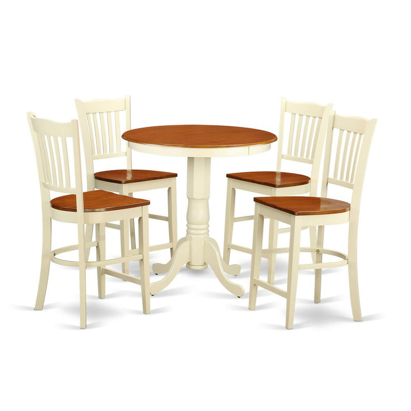 5  PC  counter  height  Table  and  chair  set-pub  Table  and  4  bar  stools  with  backs