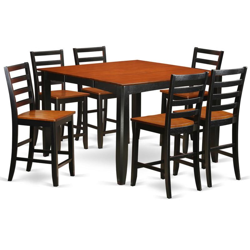 7  Pc  pub  Table  set-  Square  Counter  height  Table  and  6  Dining  Chairs