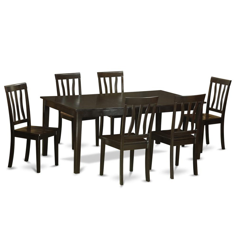 7  Pc  formal  Dining  room  set-Table  with  Leaf  and  6  Kitchen  Chairs.