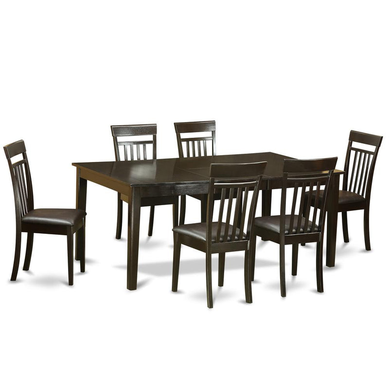 7  Pc  Dining  room  set-Table  with  Leaf  and  6  Dinette  Chairs.