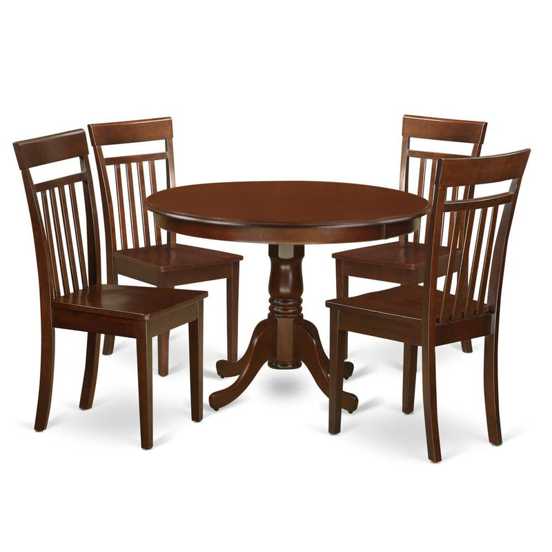 5  Pc  set  with  a  Round  Small  Table  and  4  Wood  Dinette  Chairs  in  Mahogany