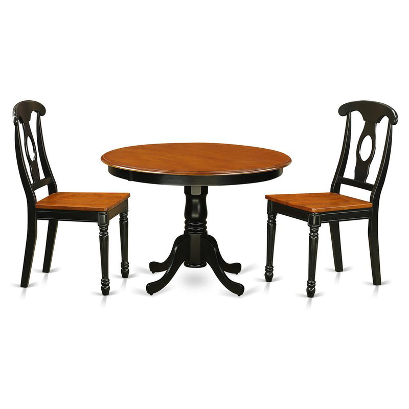 3  Pc  set  with  a  Round  Small  Table  and  2  Wood  Dinette  in  Black  and  Cherry  .