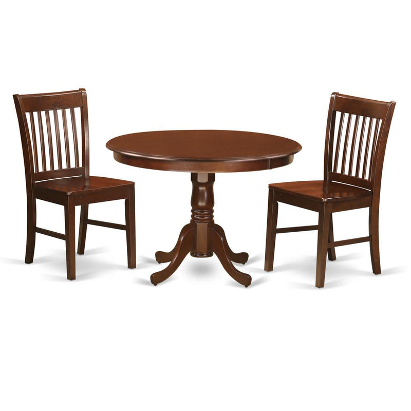 3  Pc  set  with  a  Round  Kitchen  Table  and  2  Wood  Dinette  Chairs  in  Mahogany