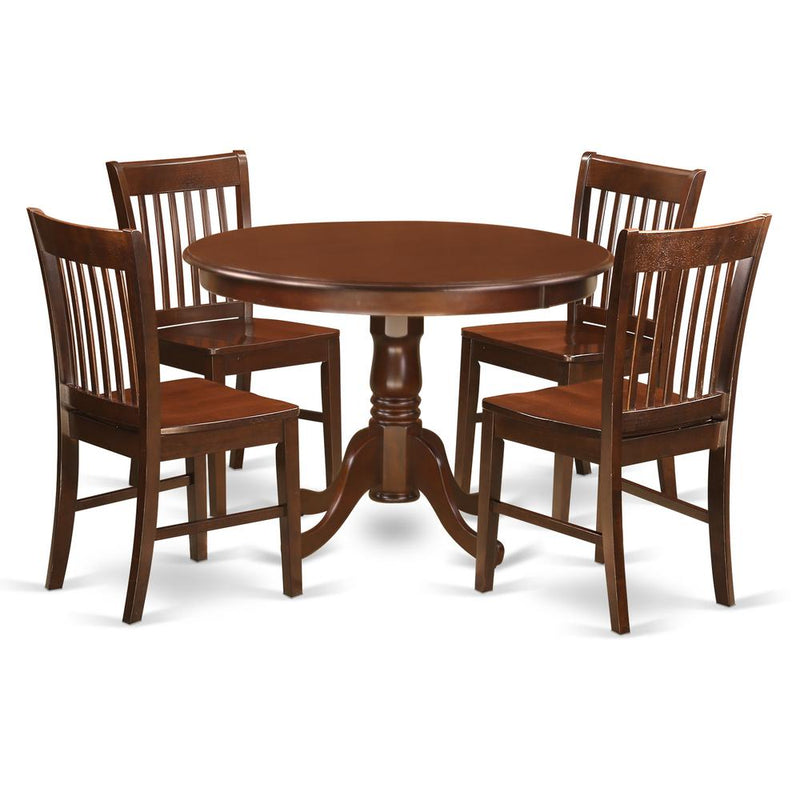 5  Pc  set  with  a  Round  Small  Table  and  4  Wood  Dinette  Chairs  in  Mahogany