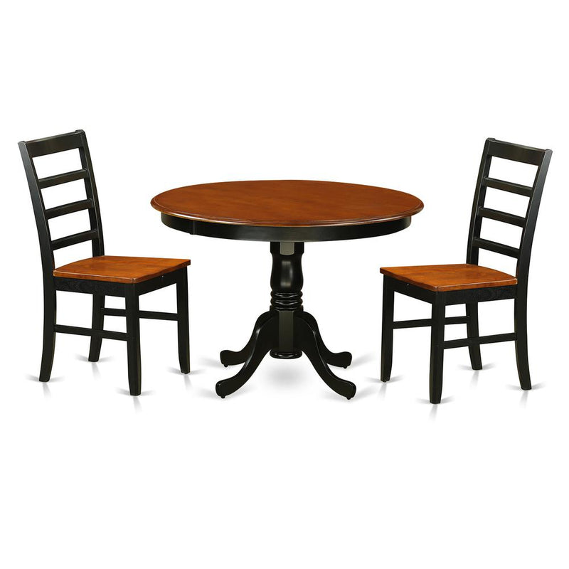 3  Pc  set  with  a  Round  Small  Table  and  2  Leather  Dinette  Chairs  in  Black  and  Cherry