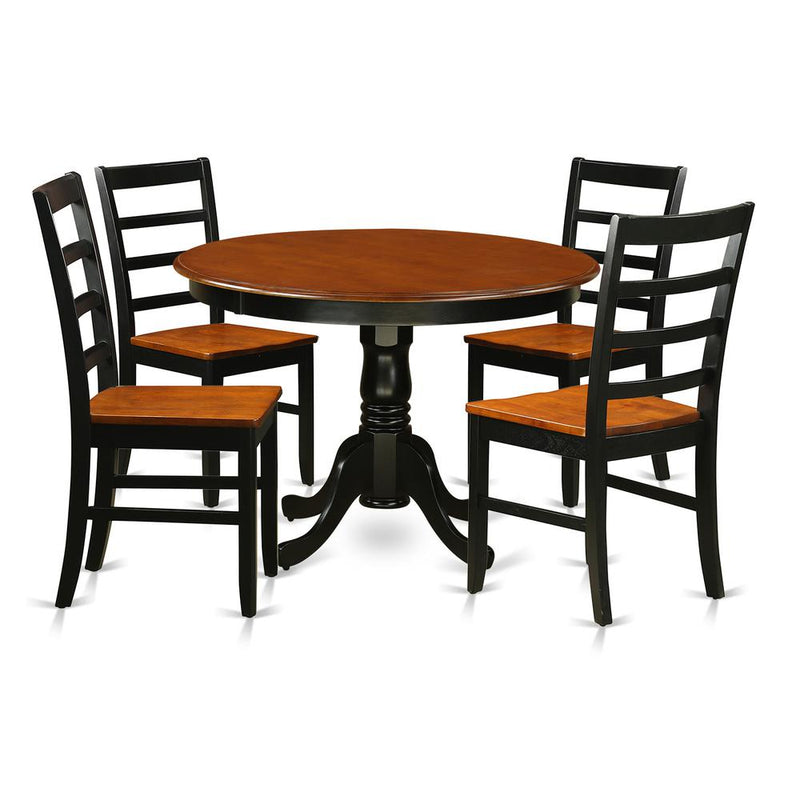 5  Pc  set  with  a  Round  Dinette  Table  and  4  Leather  Kitchen  Chairs  in  Black  and  Cherry