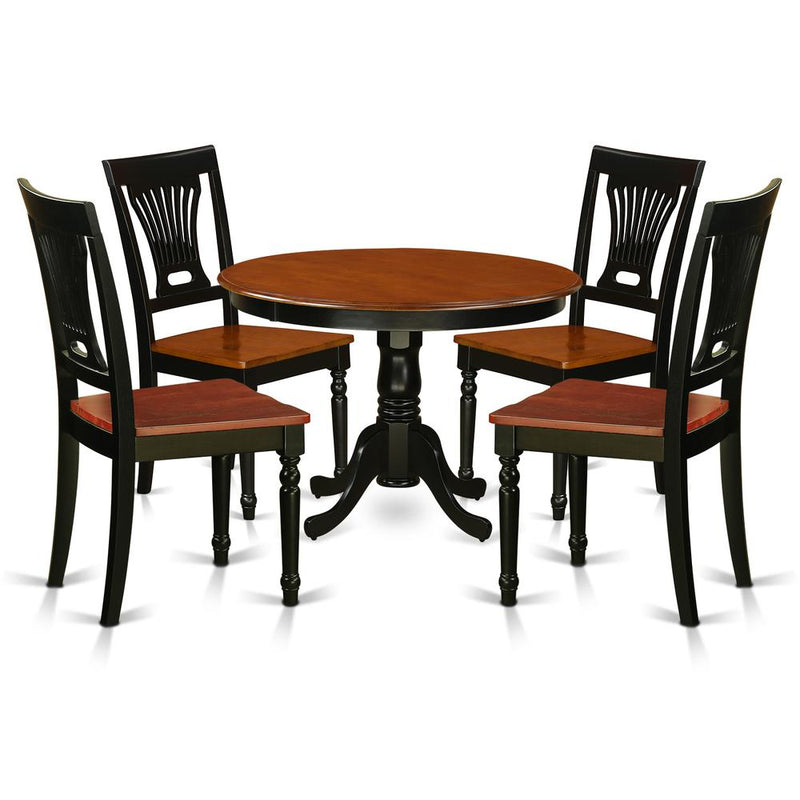 5  Pc  set  with  a  Round  Small  Table  and  4  Wood  Dinette  Chairs  in  Black  and  Cherry  .