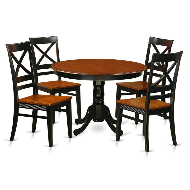 5  Pc  set  with  a  Round  Dinette  Table  and  4  Leather  Dinette  Chairs  in  Black  and  Cherry