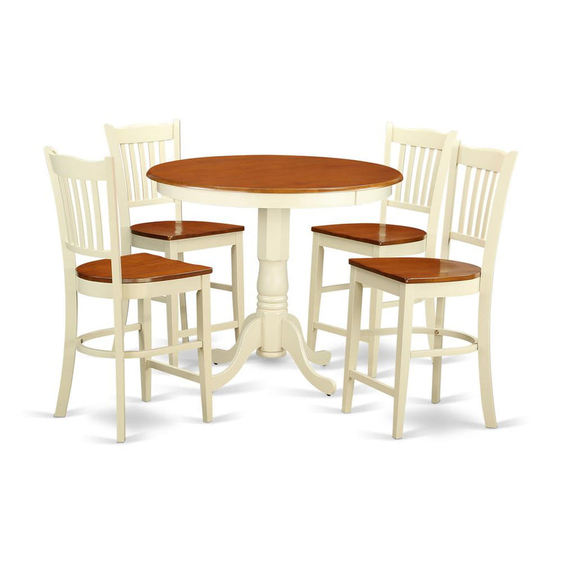 5  PC  counter  height  Dining  set-pub  Table  and  4  bar  stools  with  backs