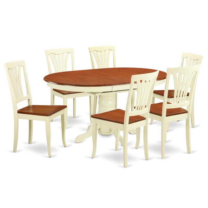 7  PC  Dining  set-Oval  Dining  Table  with  Leaf  and  Dining  Chairs.