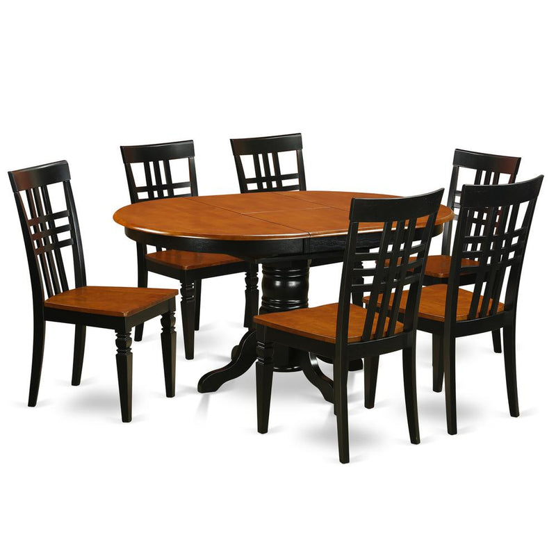 7  Pc  Dinette  set  with  a  Kenley  Table  and  6  Dining  Chairs  in  Black  and  Cherry