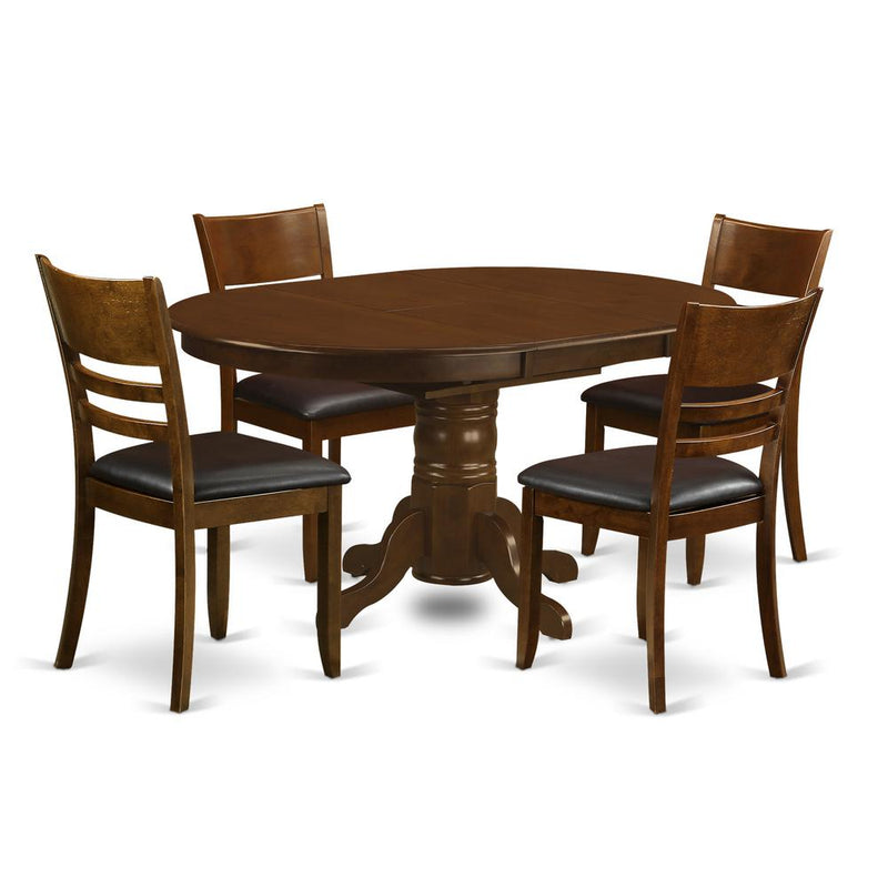 5  Pc  Kenley  with  a  18"  Leaf  and  4  Leather  Chairs