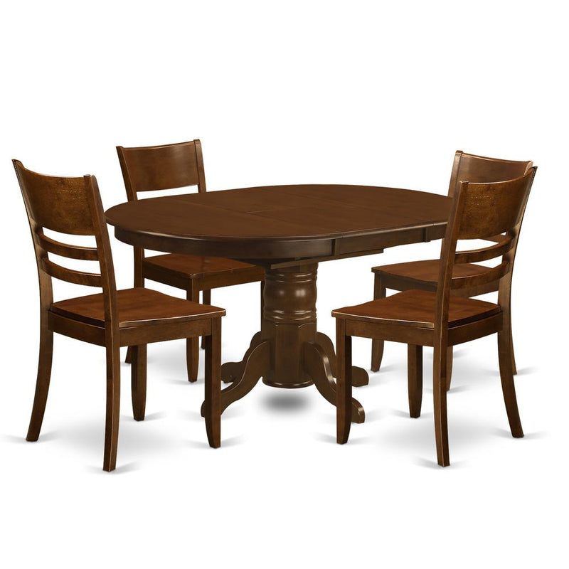 5  Pc  Kenley  Dinette  Table  with  a  Leaf  and  4  Wood  Seat  Chairs