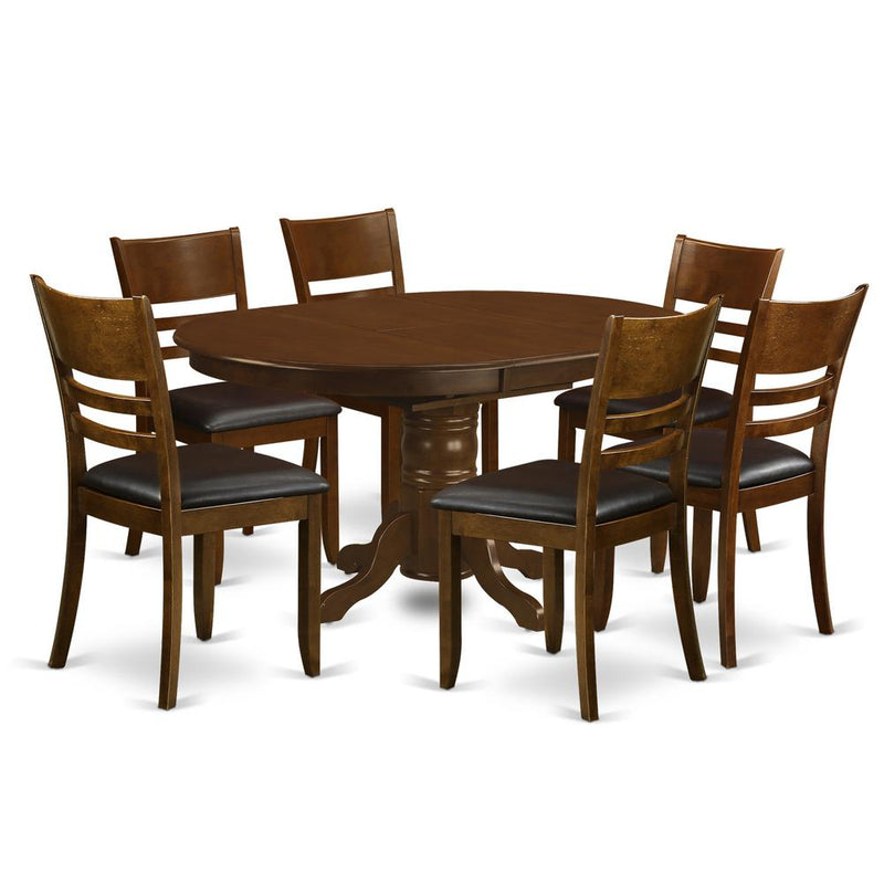 7  Pc  set  Kenley  with  a  Leaf  and  6Padded  Leather  Kitchen  Chairs  in  Espresso  .