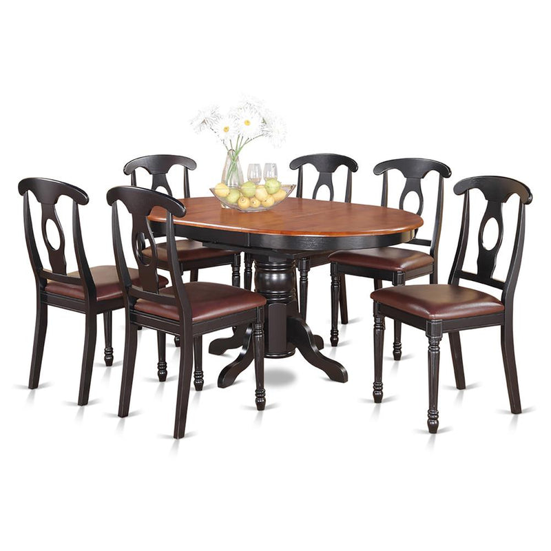 7  PC  with  Pedestal  Oval  Dining  Table  and  6  Dining  Chairs.