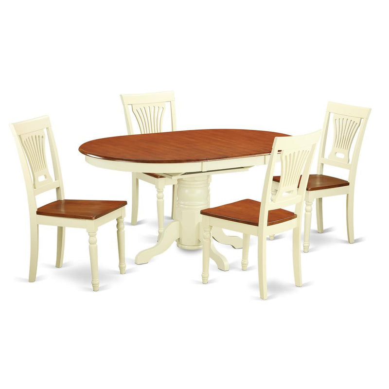 5  Pc  Dining  room  set-Oval  dinette  Table  with  Leaf  and  4  Dining  Chairs.