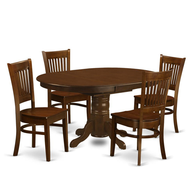 5  Pc  set  Kenley  Dining  Table  with  a  Leaf  and  4  Wood  Kitchen  Chairs