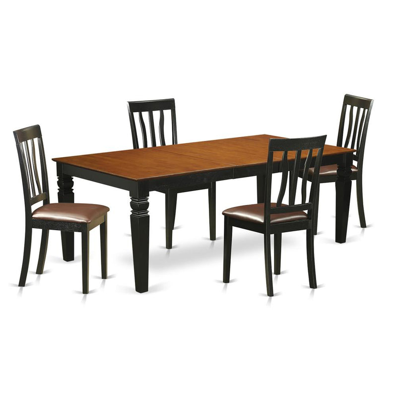 5  Pc  dinette  set  with  a  Table  and  4  Kitchen  Chairs  in  Black  and  Cherry