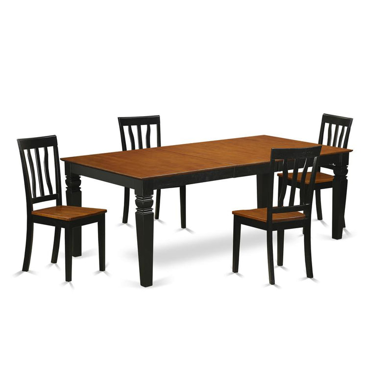 5  Pc  Dinette  Table  set  with  a  Dining  Table  and  4  Dining  Chairs  in  Black  and  Cherry