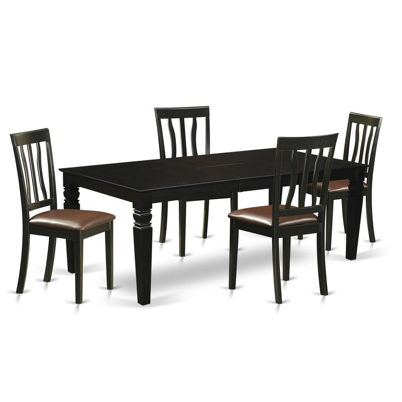 5  Pc  Kitchen  table  set  with  a  Kitchen  Table  and  4  Leather  Dining  Chairs  in  Black