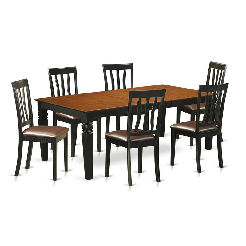 7  Pc  Table  set  with  a  Dining  Table  and  6  Dining  Chairs  in  Black  and  Cherry