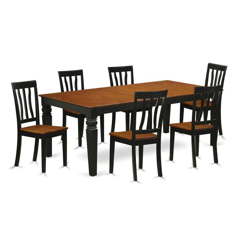 7  Pc  Dining  room  set  with  a  Table  and  6  Kitchen  Chairs  in  Black  and  Cherry