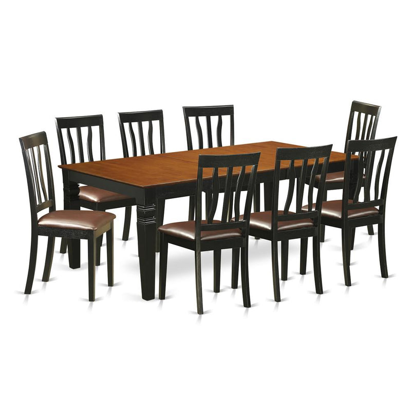 9  PcKitchen  Table  set  with  a  Dining  Table  and  8  Kitchen  Chairs  in  Black  and  Cherry