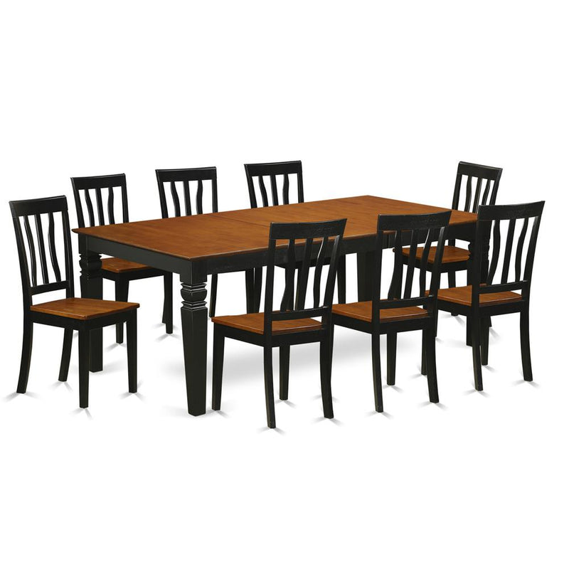 9  PcKitchen  dinette  set  with  a  Table  and  8  Dining  Chairs  in  Black  and  Cherry