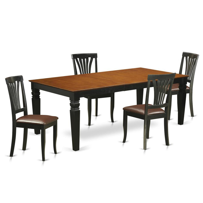 5  Pc  Table  and  chair  set  with  a  Table  and  4  Dining  Chairs  in  Black  and  Cherry