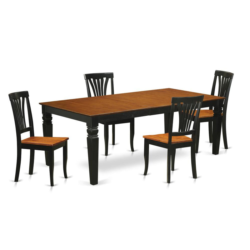 5  Pc  Table  and  chair  set  with  a  Table  and  4  Dining  Chairs  in  Black  and  Cherry