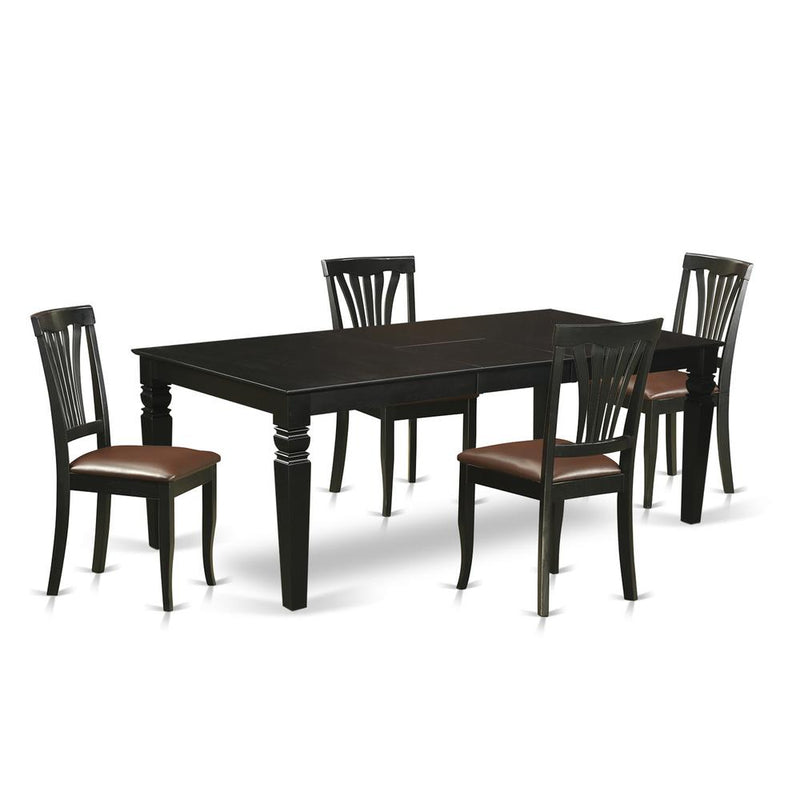 5  Pc  Dinette  set  with  a  Kitchen  Table  and  4  Leather  Dining  Chairs  in  Black