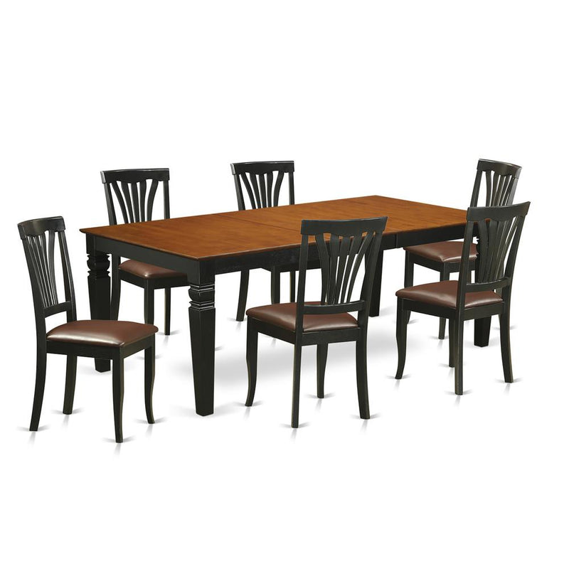 7  PcTable  and  chair  set  with  a  Table  and  6  Dining  Chairs  in  Black  and  Cherry