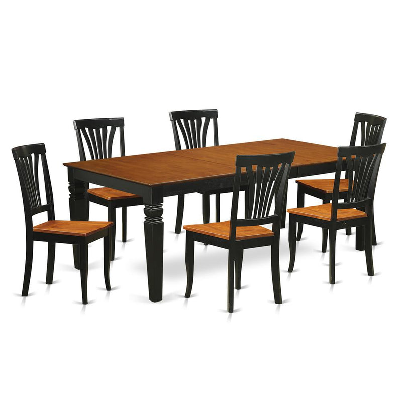 7  Pc  Dinette  set  with  a  Table  and  6  Dining  Chairs  in  Black  and  Cherry