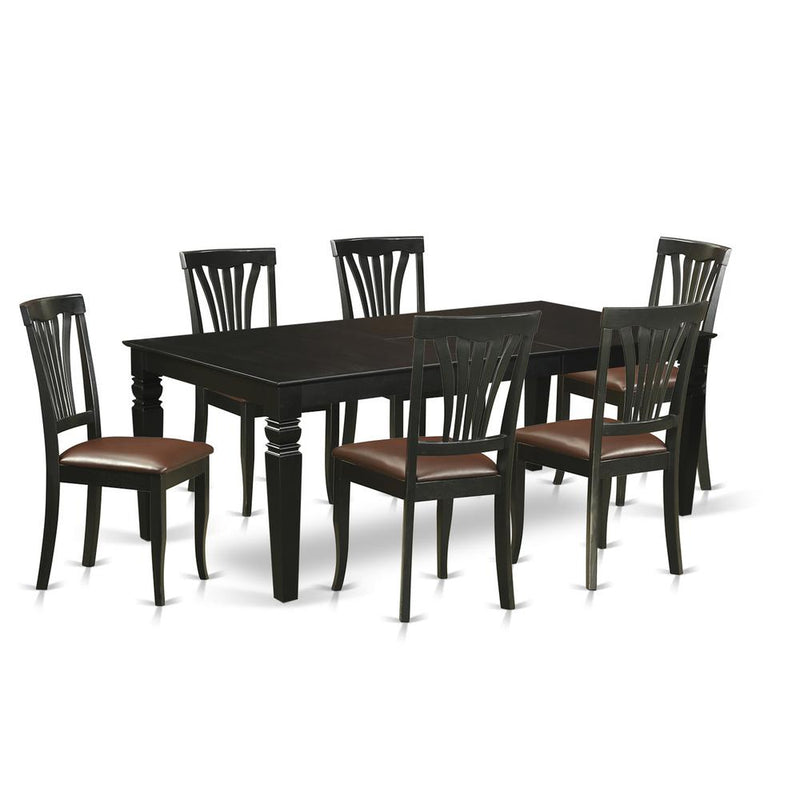 7  Pc  Dining  Room  set  with  a  Dining  Table  and  6  Leather  Dining  Chairs  in  Black