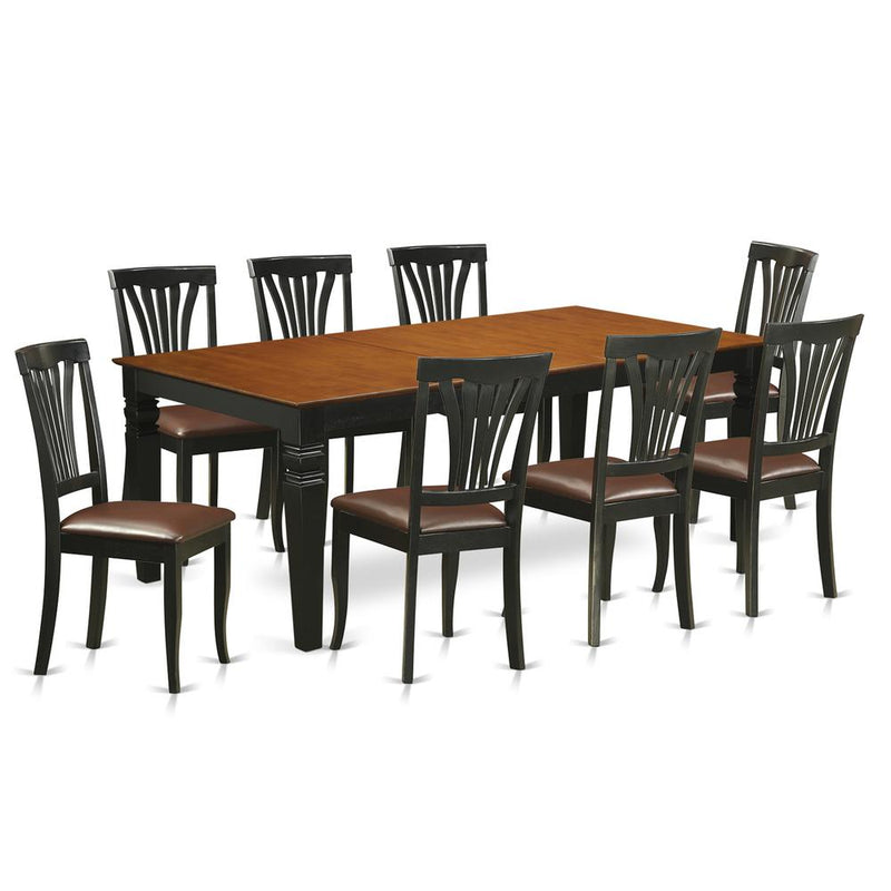 9  PcTable  set  with  a  Dining  Table  and  8  Dining  Chairs  in  Black  and  Cherry