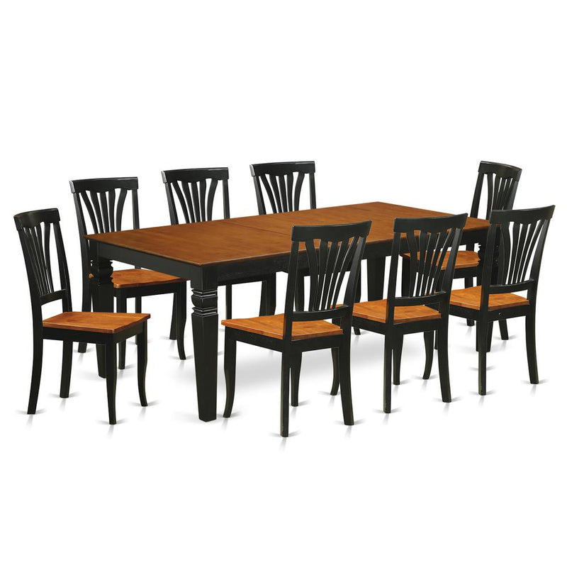 9  PC  Kitchen  dinette  set  with  a  Dining  Table  and  8  Dining  Chairs  in  Black  and  Cherry