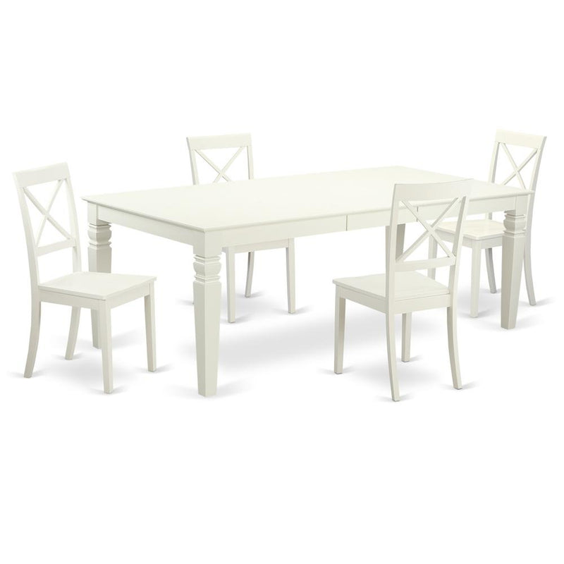 5  PcKitchen  Table  set  with  a  Dining  Table  and  4  Dining  Chairs  in  Linen  White