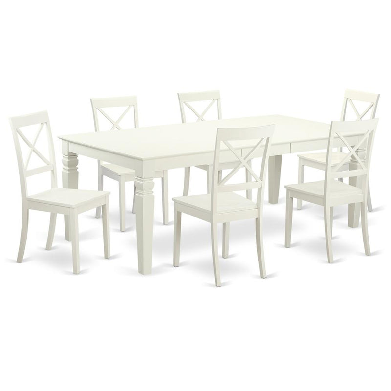 7  PC  Kitchen  Tables  and  chair  set  with  a  Table  and  6  Dining  Chairs  in  Linen  White