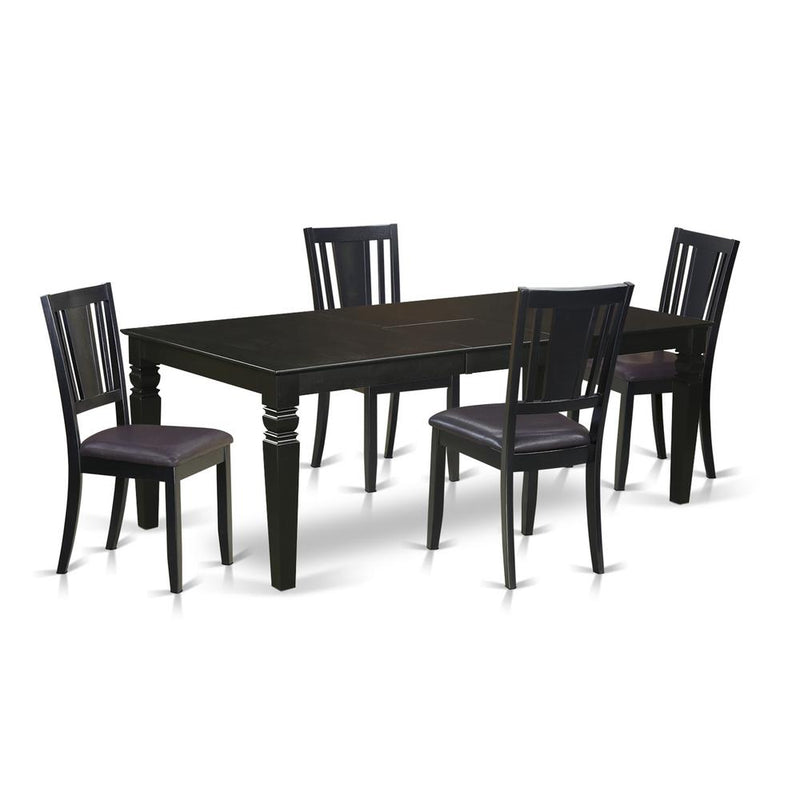 5  Pc  Dining  set  with  a  Dining  Table  and  4  Leather  Dining  Chairs  in  Black