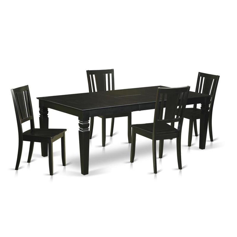 5  Pc  Dining  Room  set  with  a  Dinning  Table  and  4  Wood  Dining  Chairs  in  Black