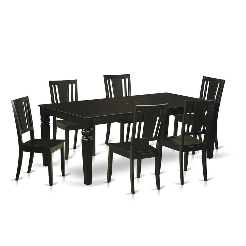 7  Pc  Dinette  set  with  a  Dining  Table  and  6  Wood  Kitchen  Chairs  in  Black