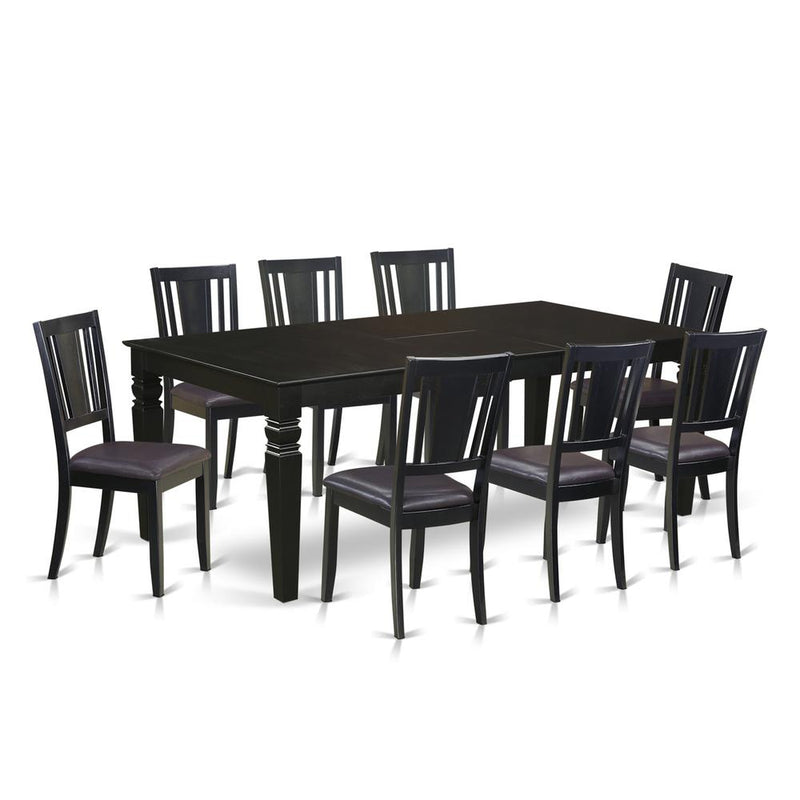 9  Pc  Dinette  set  with  a  Dining  Table  and  8  Leather  Dining  Chairs  in  Black