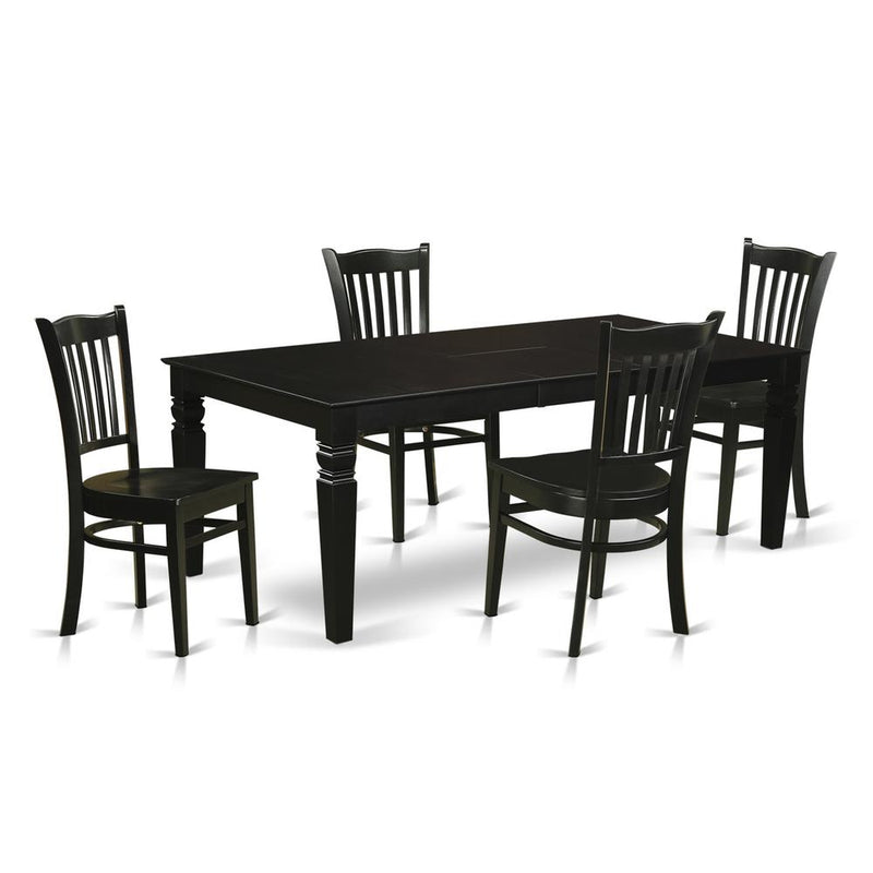 5  Pc  Dining  Room  set  with  a  Dinning  Table  and  4  Wood  Kitchen  Chairs  in  Black