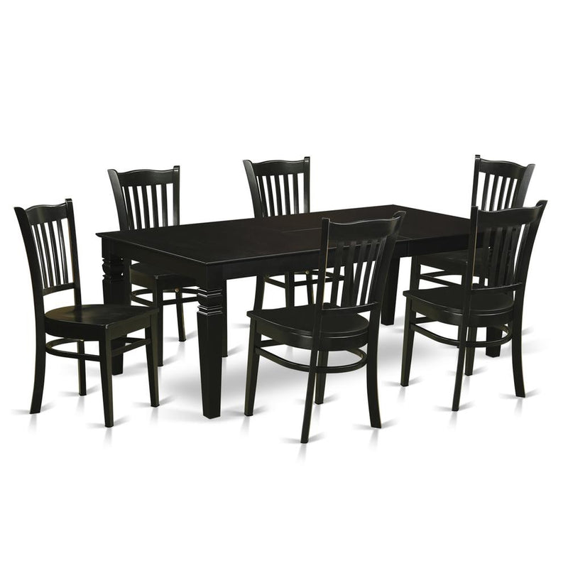 7  Pc  Dining  set  with  a  Dinning  Table  and  6  Wood  Kitchen  Chairs  in  Black