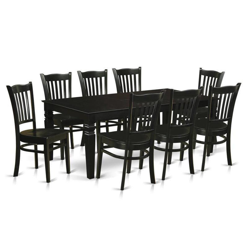 9  Pc  Dining  Room  set  with  a  Kitchen  Table  and  8  Wood  Kitchen  Chairs  in  Black