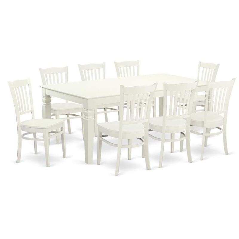 9  Pc  Dinette  set  with  a  Dining  Table  and  8  Kitchen  Chairs  in  Linen  White