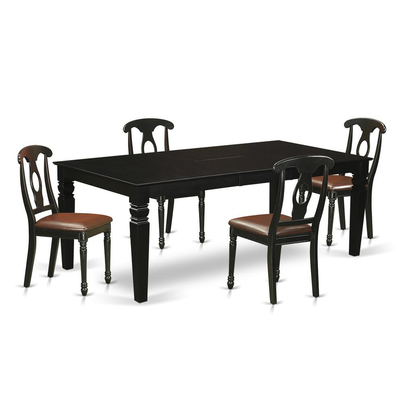 5  Pc  Dining  Room  set  with  a  Kitchen  Table  and  4  Leather  Dining  Chairs  in  Black