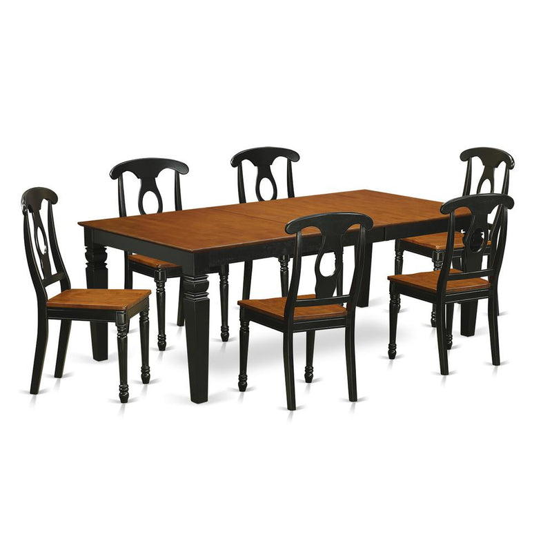 7  PC  Table  set  with  a  Table  and  6  Dining  Chairs  in  Black  and  Cherry