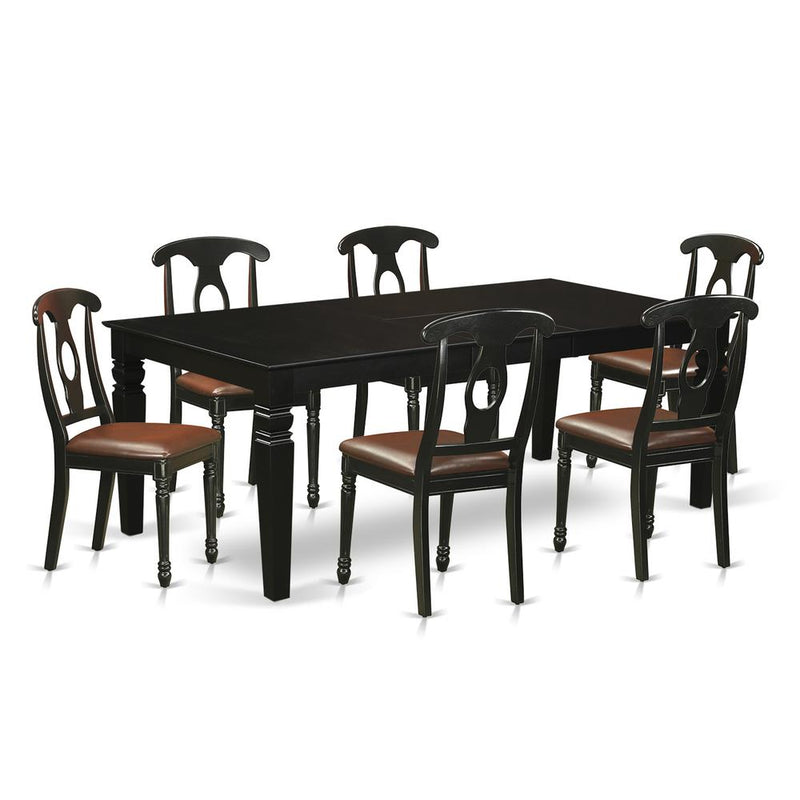 7  Pc  Dining  set  with  a  Dining  Table  and  6  Leather  Kitchen  Chairs  in  Black