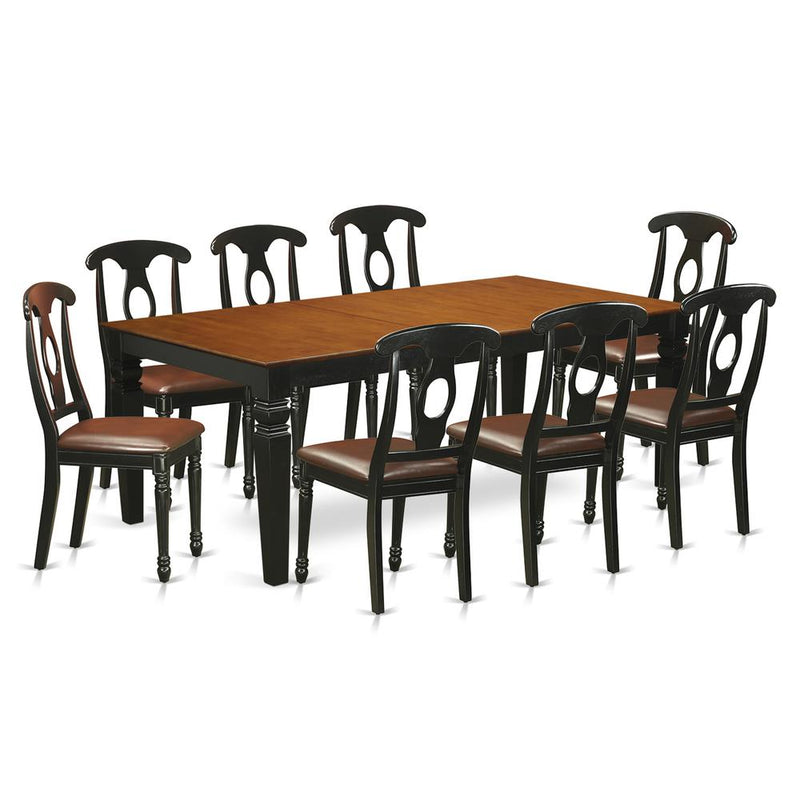 9  Pc  Table  and  chair  set  with  a  Dining  Table  and  8  Dining  Chairs  in  Black  and  Cherry